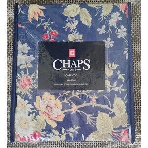 CHAPS Home Cape Cod Window Valance Blue Floral 80" Country Cottagecore Farmhouse